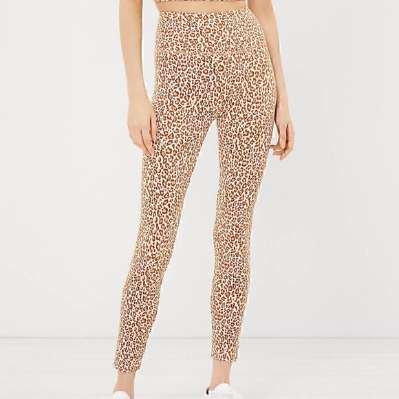 LOU & GREY ANN TAYLOR LOFT Leopard Print Essential Leggings Cream Brown Cheetah - Picture 1 of 11